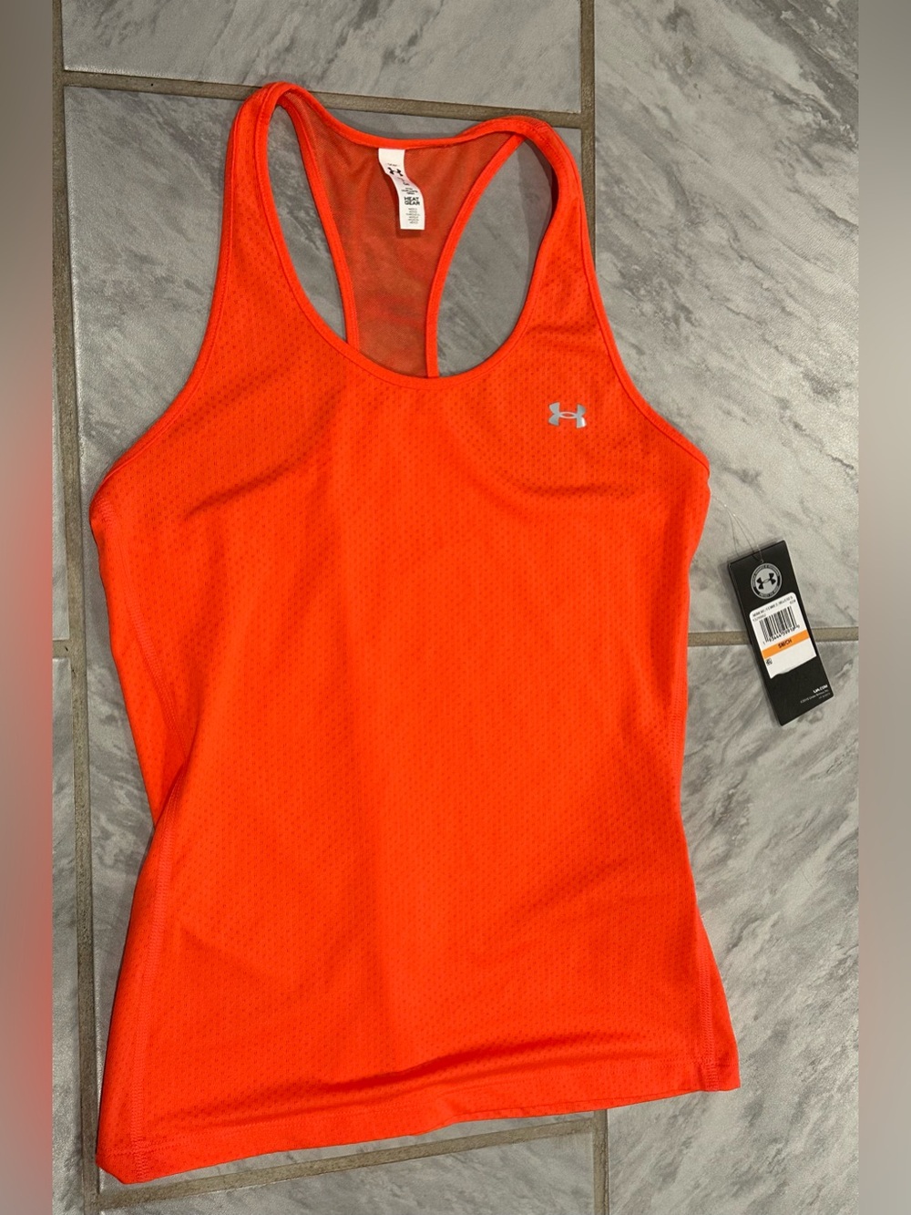 NWT Under Armour Womens Bright Orange Workout Top Size Small